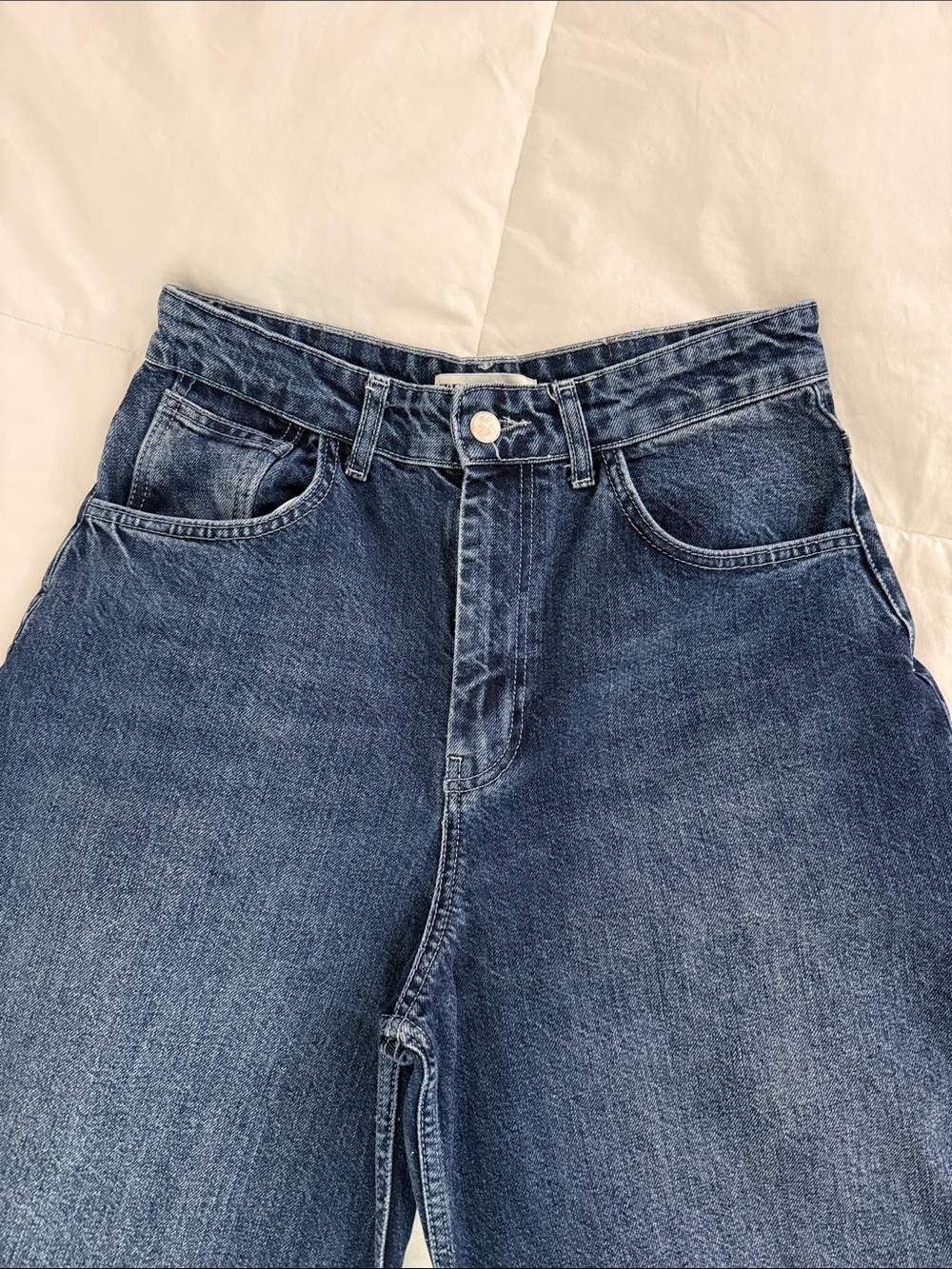 Zara Dark Blue Wide-Leg High-Rise Jeans